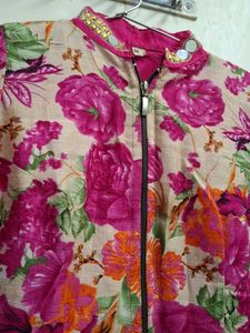 Magenta Ethnic Palazzo Pants and indo western slit
