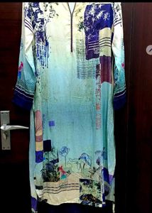 Biba Women Blue &amp; Cream Kurta