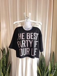 Y2k Graphic Print Striped Cropped Top