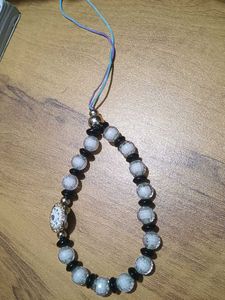 Beaded Charm Bracelet with Blue Cord