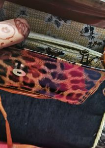 Leopard Print Clutch with Gold Chain Sling bag