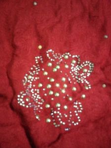 Red Embellished winter stole