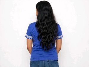 yellow top shirt and Blue Graphic Print T-Shir