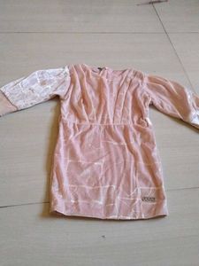 Pink Velvet Dress with Embellished Sleeves