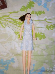 Vintage Doll in Blue Floral Dress