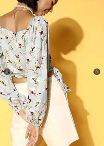 Floral waist tie Crop Top