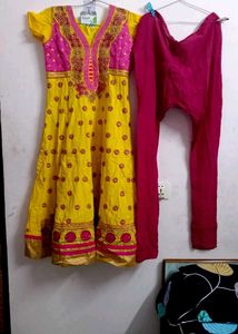Vibrant Yellow Kurta with Pink Palazzo Set