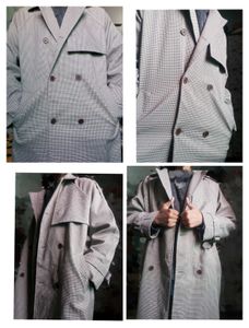 Unisex Vintage Checked Trench Coat