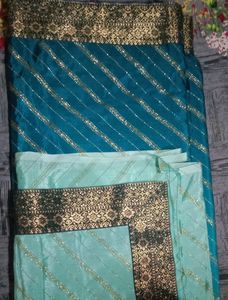 Brand New &amp; Unused Sky Blue Party Wear Saree But Without Tag.                                                       "Final Price"