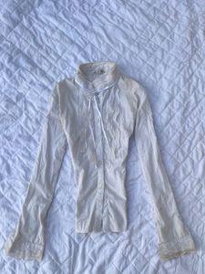 horror  polka dot porcelain doll fitted lace shirt