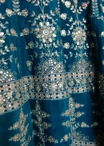 Teal Green Full Embroidery Chinon Silk Sharara Set