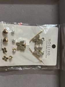 Sparkling Butterfly & Heart Earring Set