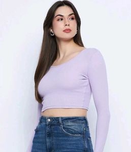 Lavender Cropped Long Sleeve Top