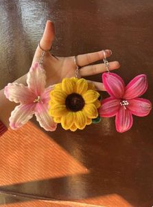 Handmade Flower Keychains (Pack of 3)