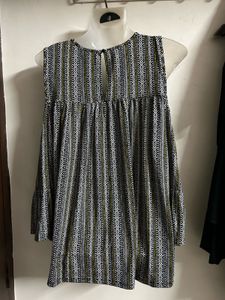 Boho Print Cold Shoulder Tunic Top