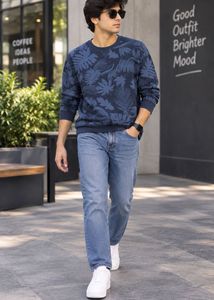 Men's Blue Tropical Print Sweatshirt