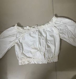 White Off-Shoulder Puff Sleeve Top