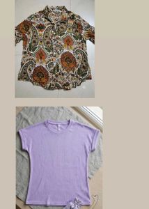 Paisley Print Shirt & Lavender Tee