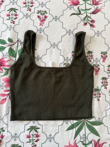 Ribbed Square Neck Crop Tank Top