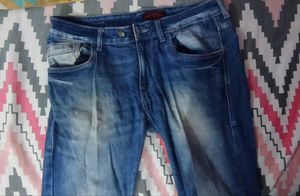 Blue Wash Faded Denim Jeans