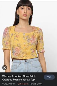 Yellow floral crop top (Outryt)