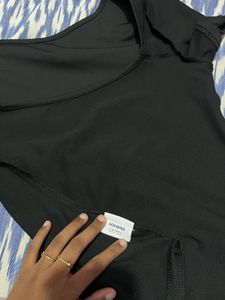 Black Square Neck Bodysuit