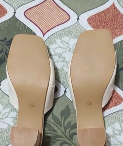 Cream Slip-On Sandals