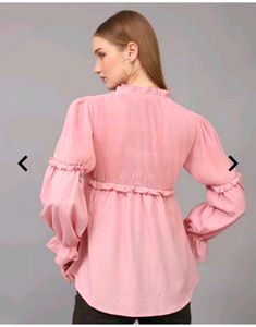 Pink Shein Ruffled V-Neck Top🌷