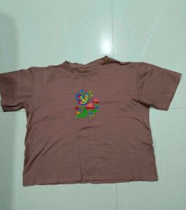 Embroidered Butterfly &amp; Flower T-Shirt