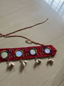 Red Mirror &amp; Shell Navratri Belt