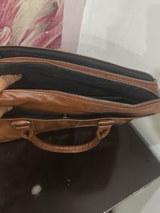 Stylish Brown Faux Leather Briefcase
