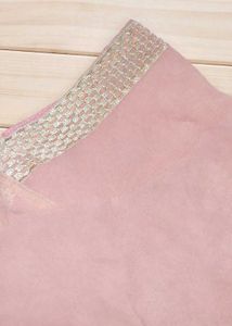 Elegant Pink Blouse with Silver Trim