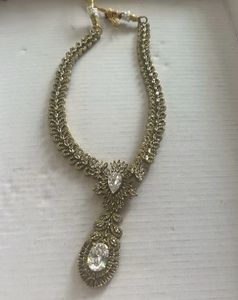 Elegant Stone Necklace Set with earring and heels
