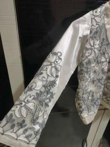 Elegant Silver Embroidered Skirt