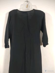 Black Plain Kurta With Bottom Set (Women's)