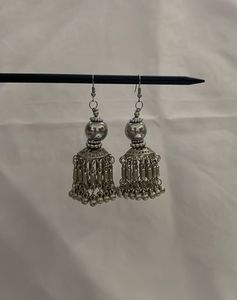 Bohemian Silver Jhumka Earrings
