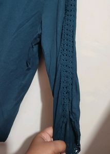 Sea Green Have Lace Neck &amp; Sleeves