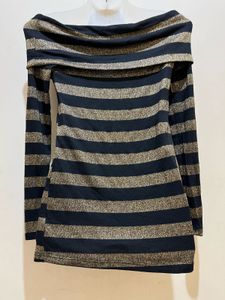 black, long-sleeved, off-the-shoulder top