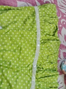 108. Lime Green Kurta with White Embellishments