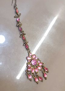 Pink Stone Maang Tikka