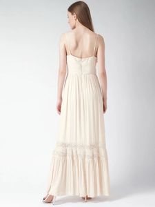 Cream Lace Trim Maxi Dress