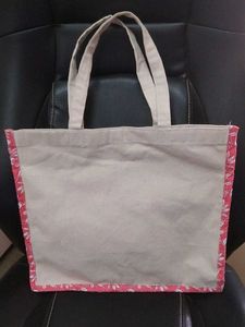 Chic Cotton Tote Bag with Floral Trim