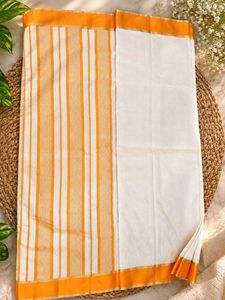 South Style Cream and Orange Saree