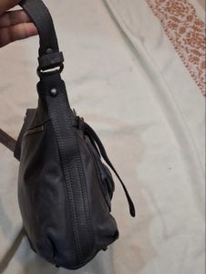 Stylish Dark Grey Leather Crossbody Bag