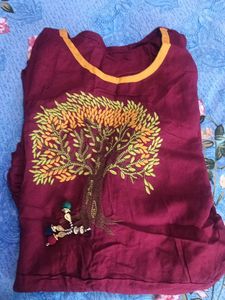 Maroon Anarkali Kurta with Tree Embroidery