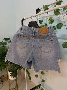 Distressed Cut-Out Denim Shorts