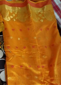 Vibrant Orange Cotton Saree with Blouse