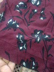 Maroon Floral Print Long Sleeve Top