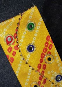 Vibrant Yellow Clutch bag with Mirror Work