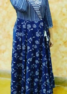 Stylish Navy Blue Ethnic Gown